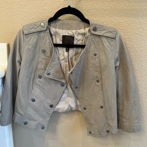 Joie Light Gray Leather Moto Jacket